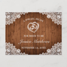 Rustieke Wood & White Lace Vrijgezellenfeest Recep Briefkaart