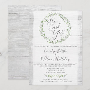 Rustieke Wood & Wreath Engagement Party Uitnodigin Kaart