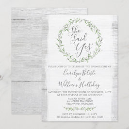 Rustieke Wood & Wreath Engagement Party Uitnodigin Kaart