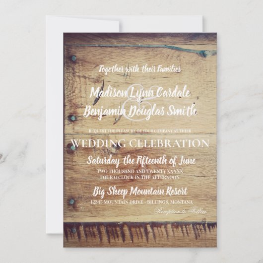 Rustieke Wood You & Me bruiloft uitnodigingen (Voorkant)