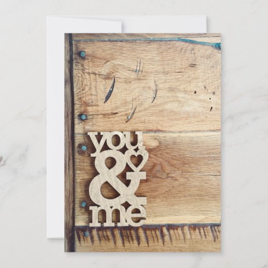 Rustieke Wood You & Me bruiloft uitnodigingen (Achterkant)