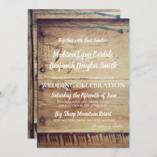 Rustieke Wood You & Me bruiloft uitnodigingen (Voorkant / Achterkant)