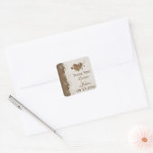 Rustieke Woodgrain Bloemen Kant Bruiloft Favor Sti Vierkante Sticker (Envelop)