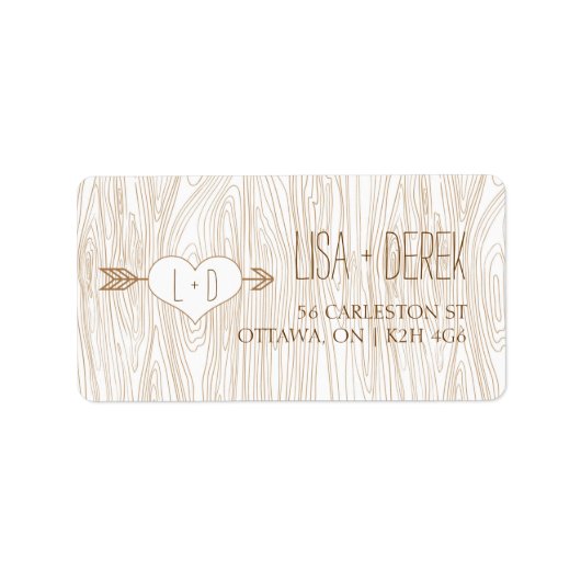 Rustieke Woodgrain Bruiloft labels (Voorkant)