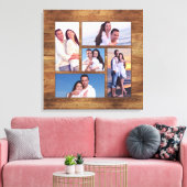 Rustieke Woodgrain Familie Foto Collage Sjabloon Canvas Afdruk (Insitu (Woonkamer))