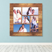 Rustieke Woodgrain Familie Foto Collage Sjabloon Canvas Afdruk (Insitu (Houten vloer))
