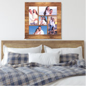 Rustieke Woodgrain Familie Foto Collage Sjabloon Canvas Afdruk (Insitu (Slaapkamer))
