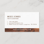 Rustieke  Woodgrain Fotografie Camera Visitekaartje (Achterkant)