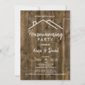 Rustieke  Woodgrain Modern Housewarming Party Kaart (Voorkant)