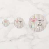 Rustieke Woodgrain Pink Floral Confetti (Voorkanten)