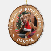 Rustieke Woodgrain Slice Memorial Pet Foto Keramisch Ornament (Links)