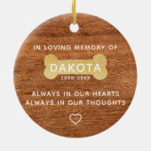 Rustieke Woodgrain Slice Memorial Pet Foto Keramisch Ornament (Achterkant)