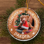 Rustieke Woodgrain Slice Memorial Pet Foto Keramisch Ornament