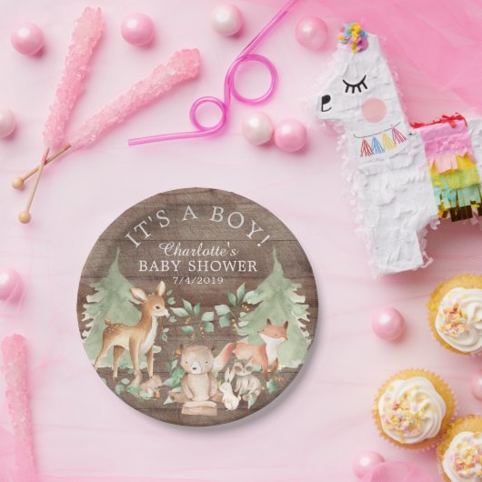Rustieke Woodland Animals Baby shower 7" Bord (Feest)