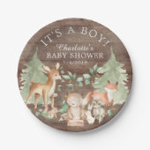 Rustieke Woodland Animals Baby shower 7" Bord (Voorkant)
