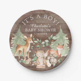 Rustieke Woodland Animals Baby shower 7" Bord