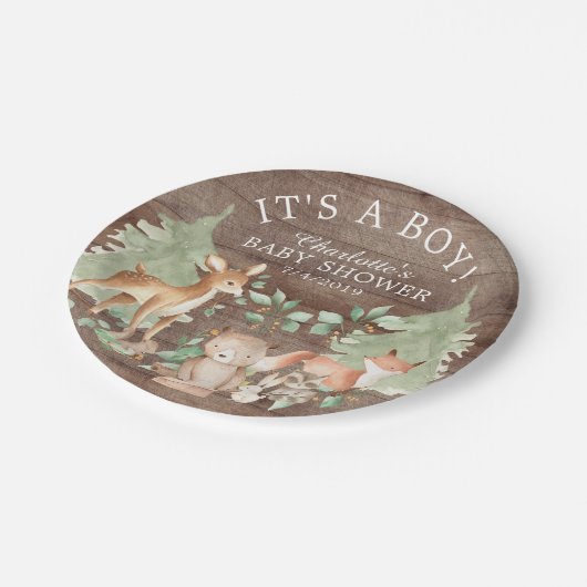 Rustieke Woodland Animals Baby shower 7" Bord (Gekanteld)