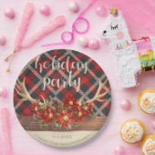 Rustieke Woodland Antlers en Plaid Papieren Bordje (Feest)