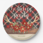 Rustieke Woodland Antlers en Plaid Papieren Bordje (Voorkant)