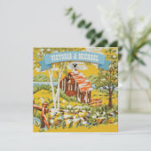 Rustieke Woodland Barn bruiloft uitnodiging (Staand voorkant)