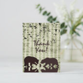 Rustieke Woodland Beren en Berken Dank u Briefkaart (Staand voorkant)