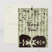 Rustieke Woodland Beren en Berken Dank u Briefkaart (Voorkant / Achterkant)