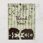 Rustieke Woodland Beren en Berken Dank u Briefkaart (Voorkant)