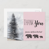 Rustieke Woodland Beren Roze Baby shower Dank u Briefkaart (Voorkant / Achterkant)