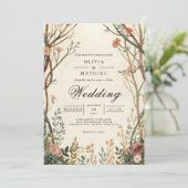 Rustieke Woodland Bloom Archway Wedding Kaart (Staand voorkant)
