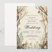 Rustieke Woodland Bloom Archway Wedding Kaart (Voorkant / Achterkant)