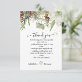 Rustieke Woodland Botanical met Pinecones Bruiloft Bedankkaart (Staand voorkant)