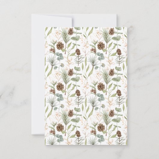 Rustieke Woodland Botanical met Pinecones Bruiloft Bedankkaart (Achterkant)