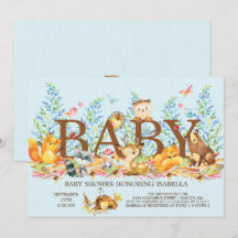 Rustieke Woodland Boys Baby shower Invitation