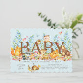 Rustieke Woodland Boysl Baby shower Invitation Kaart (Staand voorkant)