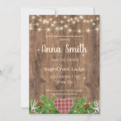 Rustieke Woodland Bruidsdouche Uitnodiging | Plaid (Voorkant)