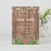 Rustieke Woodland Bruidsdouche Uitnodiging | Plaid (Staand voorkant)