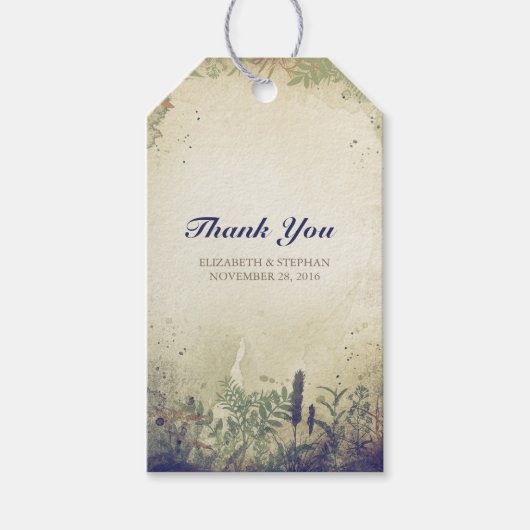 Rustieke Woodland bruiloft dank u - NAVY Cadeaulabel (Voorkant)