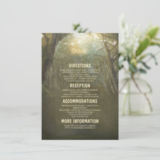 Rustieke Woodland bruiloft details - Informatie Informatiekaartje (Staand voorkant)