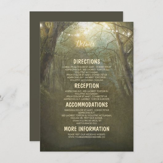 Rustieke Woodland bruiloft details - Informatie Informatiekaartje (Voorkant / Achterkant)