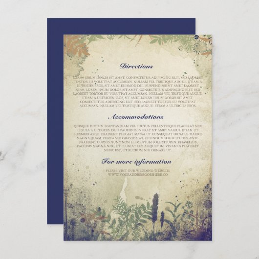 Rustieke Woodland bruiloft informatie / details Informatiekaartje (Voorkant / Achterkant)