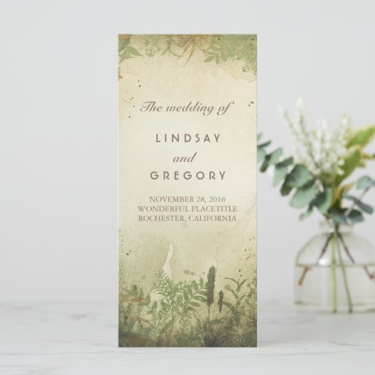 rustieke woodland bruiloft programma's (Staand voorkant)