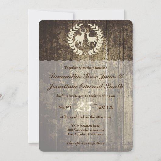 Rustieke Woodland Buck and Deer Wedding Uitnodigen Kaart (Voorkant)