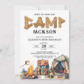 Rustieke Woodland Camping Gepersonaliseerde Verjaa Kaart (Voorkant)