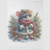 Rustieke Woodland Christmas Mouse Decoupage Tissuepapier (Voorkant)