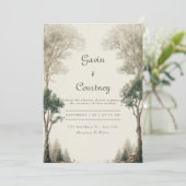 Rustieke Woodland Cottage bruiloft Kaart (Staand voorkant)