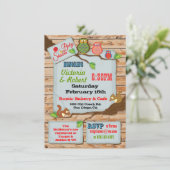 Rustieke Woodland Couples Baby Douche Uitnodiginge Kaart (Staand voorkant)