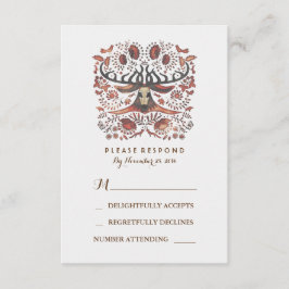 Rustieke Woodland Deer Antlers Huwelijk RSVP Kaart