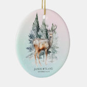 Rustieke Woodland Deer Baby Foto Keepsake Keramisch Ornament (Rechts)