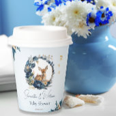 Rustieke Woodland Deer Baby shower Blauwe Bloemen Papieren Bekers