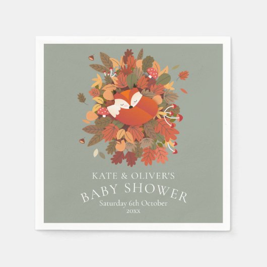 Rustieke Woodland Fox Cub Couples Baby shower Servet (Voorkant)